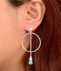 Barse Silver and Genuine Turquoise Aerial Statement Drop Earrings