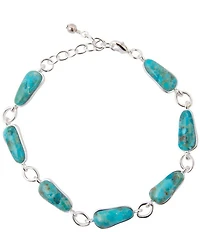Barse Silver And Genuine Turquoise Biwa Adjustable Line Bracelet