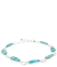 Barse Silver And Genuine Turquoise Biwa Adjustable Line Bracelet