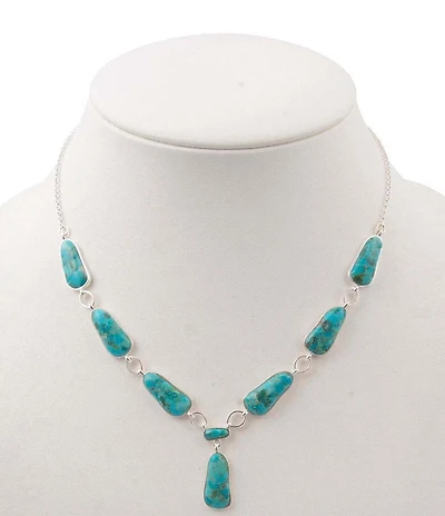Barse Silver And Genuine Turquoise Biwa Y Necklace