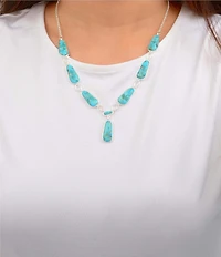 Barse Silver And Genuine Turquoise Biwa Y Necklace