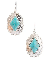 Barse Bronco Silver And Genuine Turquoise Drop Earrings