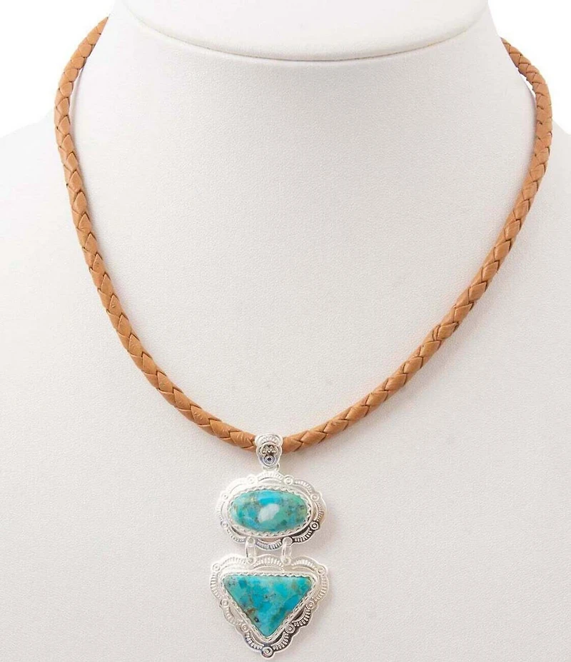 Barse Silver And Genuine Turquoise Bronco Short Pendant Necklace