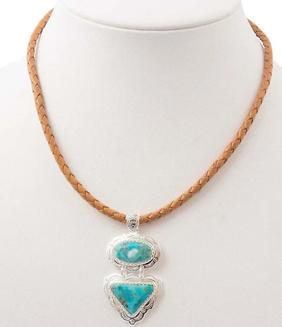 Barse Silver And Genuine Turquoise Bronco Short Pendant Necklace