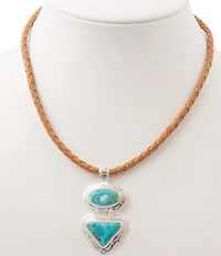 Barse Silver And Genuine Turquoise Bronco Short Pendant Necklace