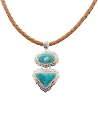 Barse Silver And Genuine Turquoise Bronco Short Pendant Necklace