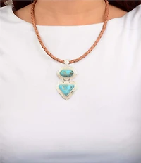 Barse Silver And Genuine Turquoise Bronco Short Pendant Necklace
