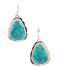 Barse Silver And Genuine Turquoise Desert Plume Drop Earrings