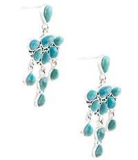 Barse Silver And Genuine Turquoise Durango Chandelier Earrings