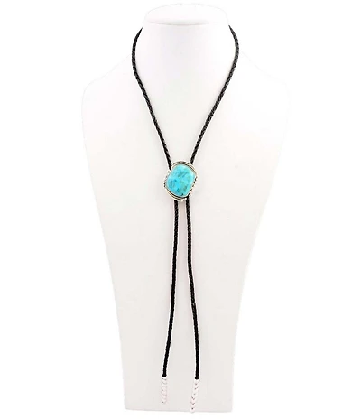 Barse Silver And Genuine Turquoise Houston Bolo Adjustable Y Necklace