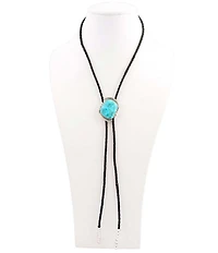 Barse Silver And Genuine Turquoise Houston Bolo Adjustable Y Necklace