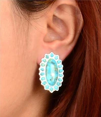 Barse Silver And Genuine Turquoise Oasis Royale Drop Clip Earrings