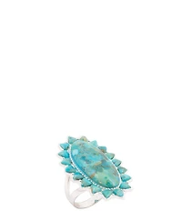 Barse Silver And Genuine Turquoise Oasis Royale Statement Ring