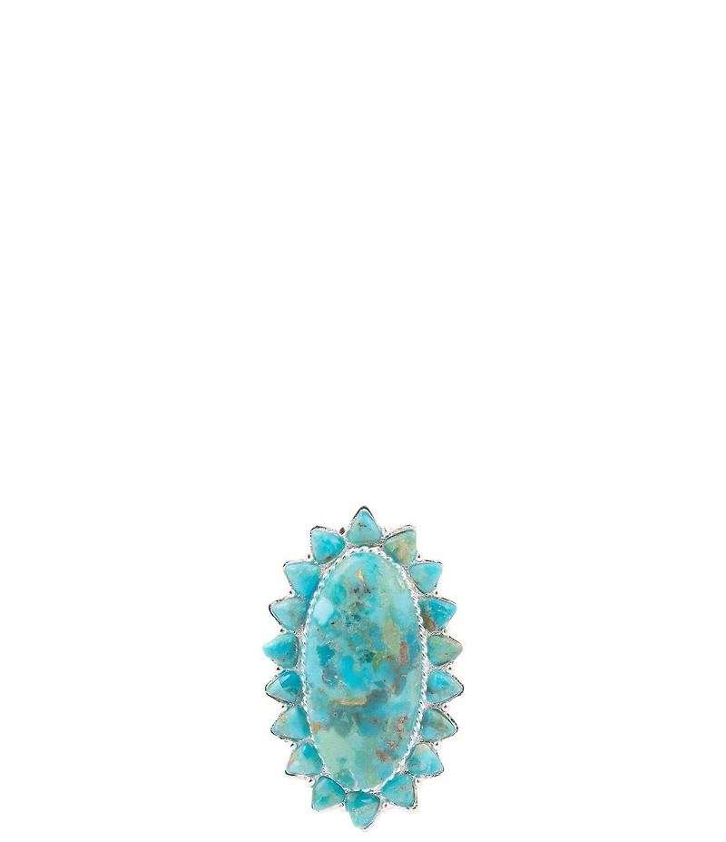 Barse Silver And Genuine Turquoise Oasis Royale Statement Ring
