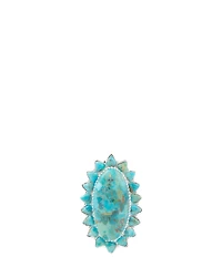 Barse Silver And Genuine Turquoise Oasis Royale Statement Ring