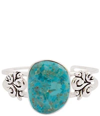 Barse Scroll Silver And Genuine Turquoise Cuff Bracelet