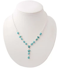 Barse Silver And Genuine Turquoise Trio Y Necklace