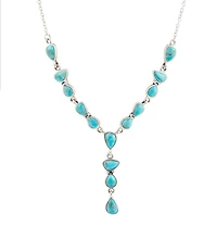 Barse Silver And Genuine Turquoise Trio Y Necklace