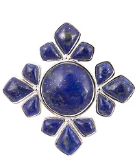 Barse Sun Medallion Silver And Lapis Brooch Charm