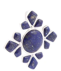Barse Sun Medallion Silver And Lapis Brooch Charm