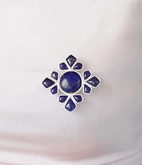 Barse Sun Medallion Silver And Lapis Brooch Charm