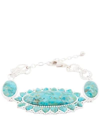 Barse Oasis Royale Silver Genuine Turquoise Line Bracelet