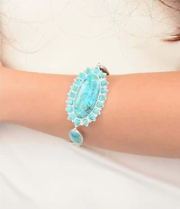 Barse Oasis Royale Silver Genuine Turquoise Line Bracelet