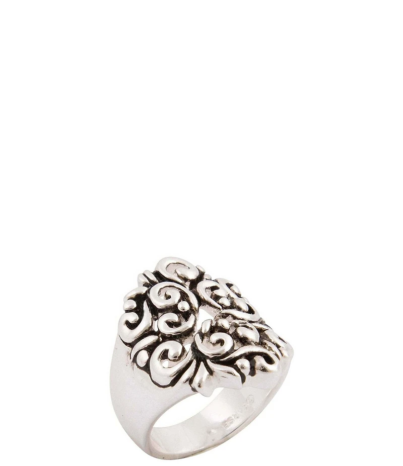 Barse Scroll Silver Band Ring