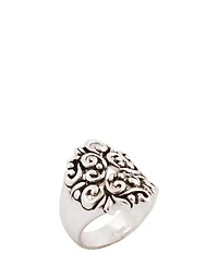 Barse Scroll Silver Band Ring