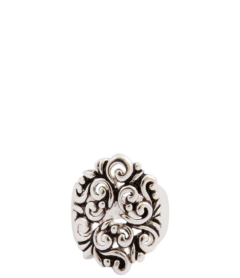 Barse Scroll Silver Band Ring