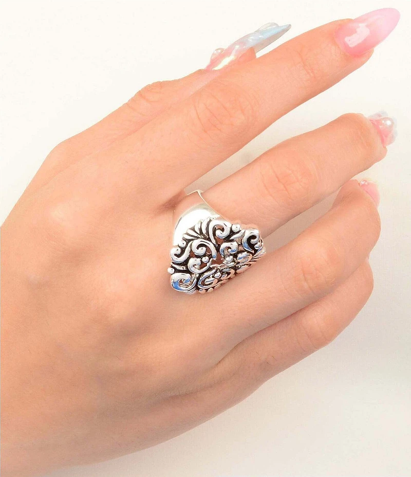Barse Scroll Silver Band Ring