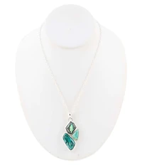 Barse Blue Abalone Fire Sterling Silver Cluster Pendant Necklace