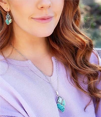 Barse Blue Abalone Fire Sterling Silver Cluster Pendant Necklace