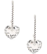 Barse Sterling Silver Engraved Heart Hoop Earrings
