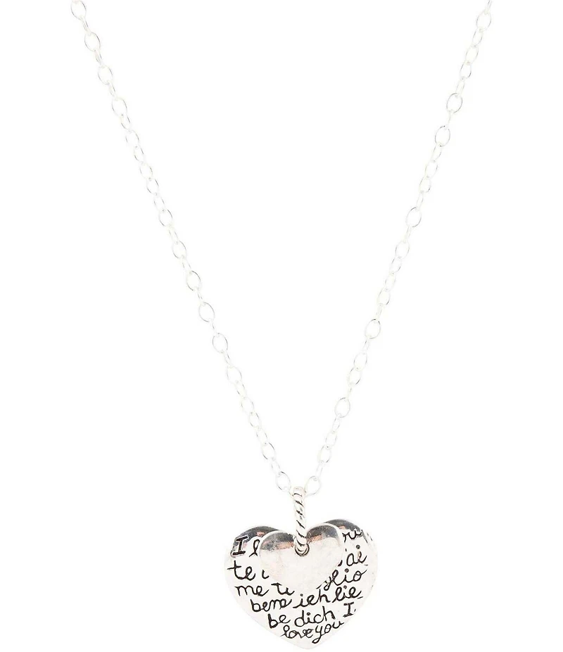 Barse Sterling Silver Engraved Heart Pendant Neckalce