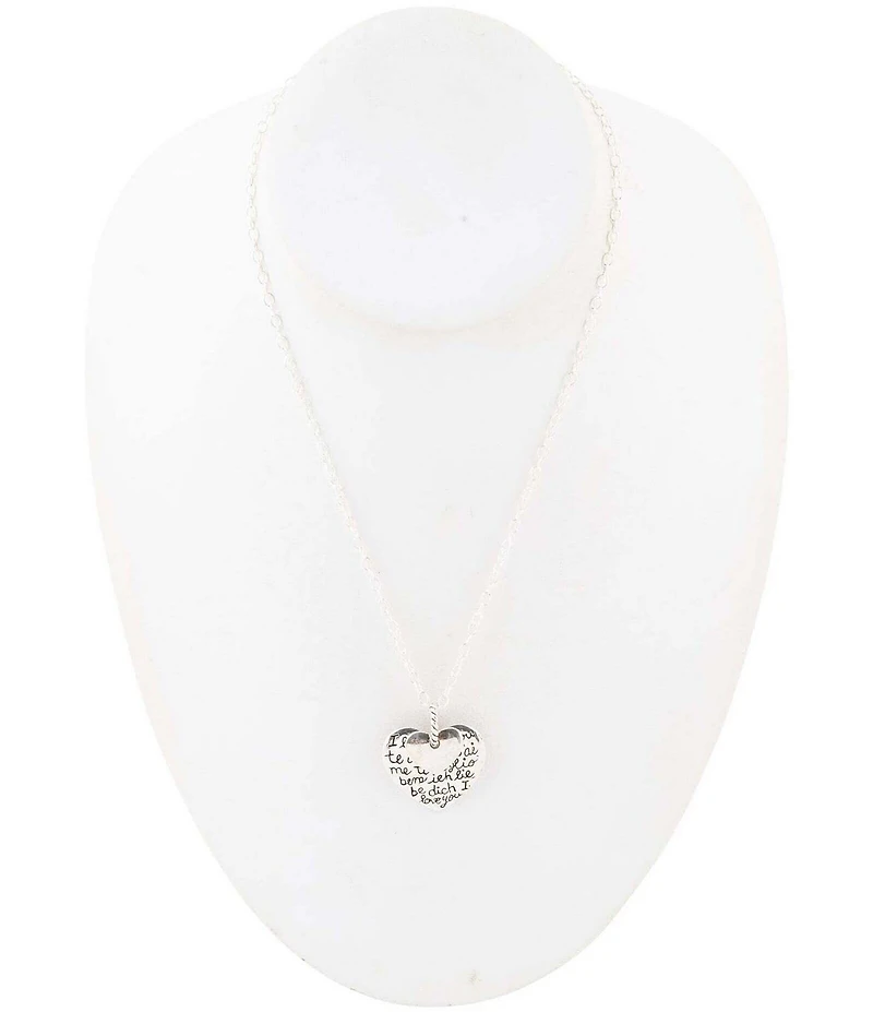 Barse Sterling Silver Engraved Heart Pendant Neckalce