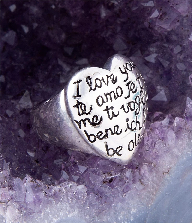 Barse Engraved Heart Sterling Silver Chunky Ring