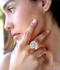 Barse Engraved Heart Sterling Silver Chunky Ring