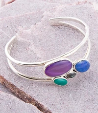 Barse Peacock Multi-Stone and Sterling Silver Cuff Bracelet