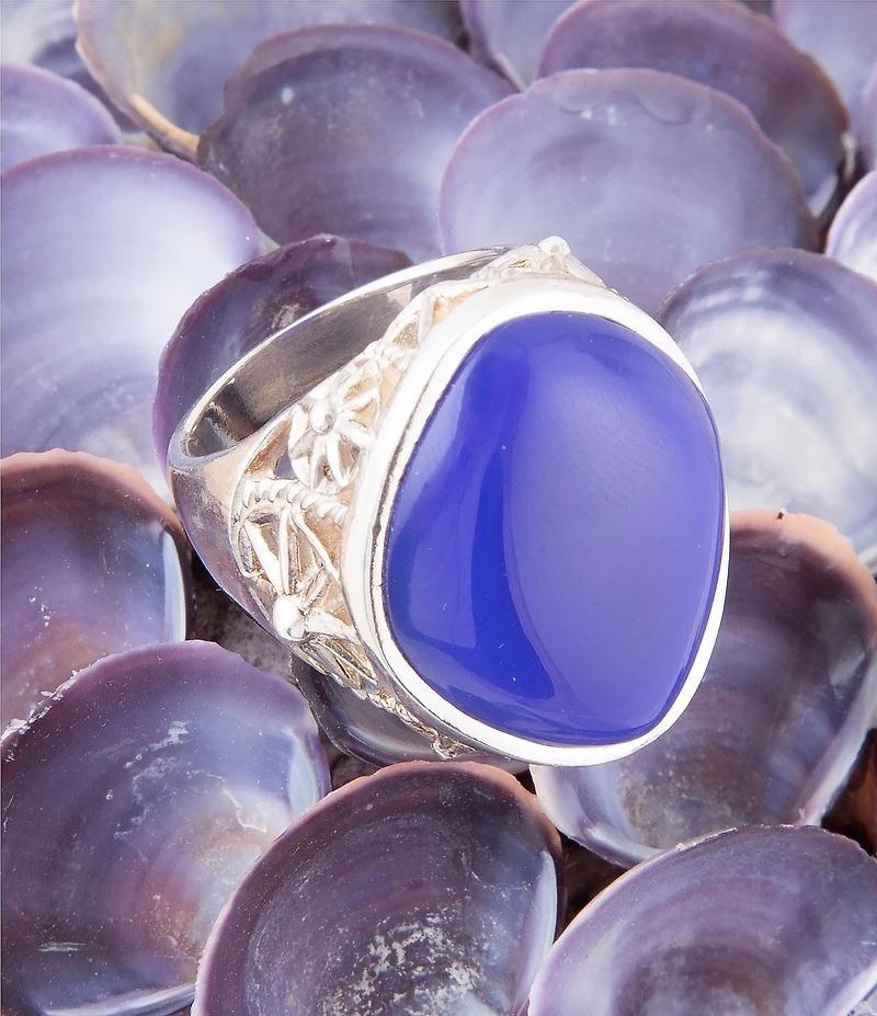 Barse Regatta Blue Agate and Sterling Silver Ring