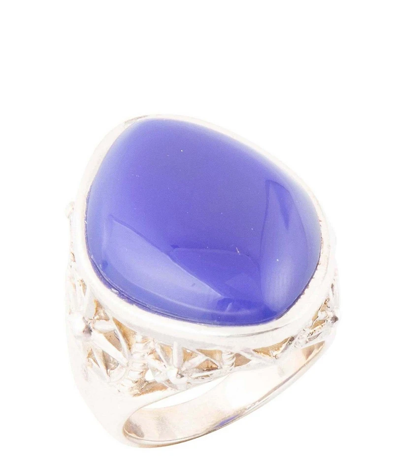 Barse Regatta Blue Agate and Sterling Silver Ring
