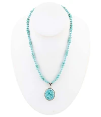 Barse Carved Blue Turquoise and Sterling Silver Pendant