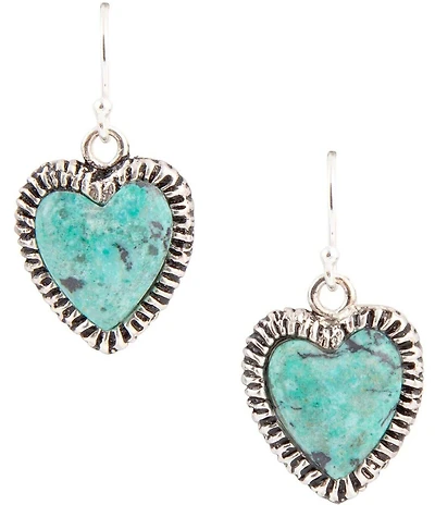 Barse Heart Blue Chrysocolla Sterling Silver Drop Earrings
