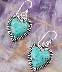 Barse Heart Blue Chrysocolla Sterling Silver Drop Earrings