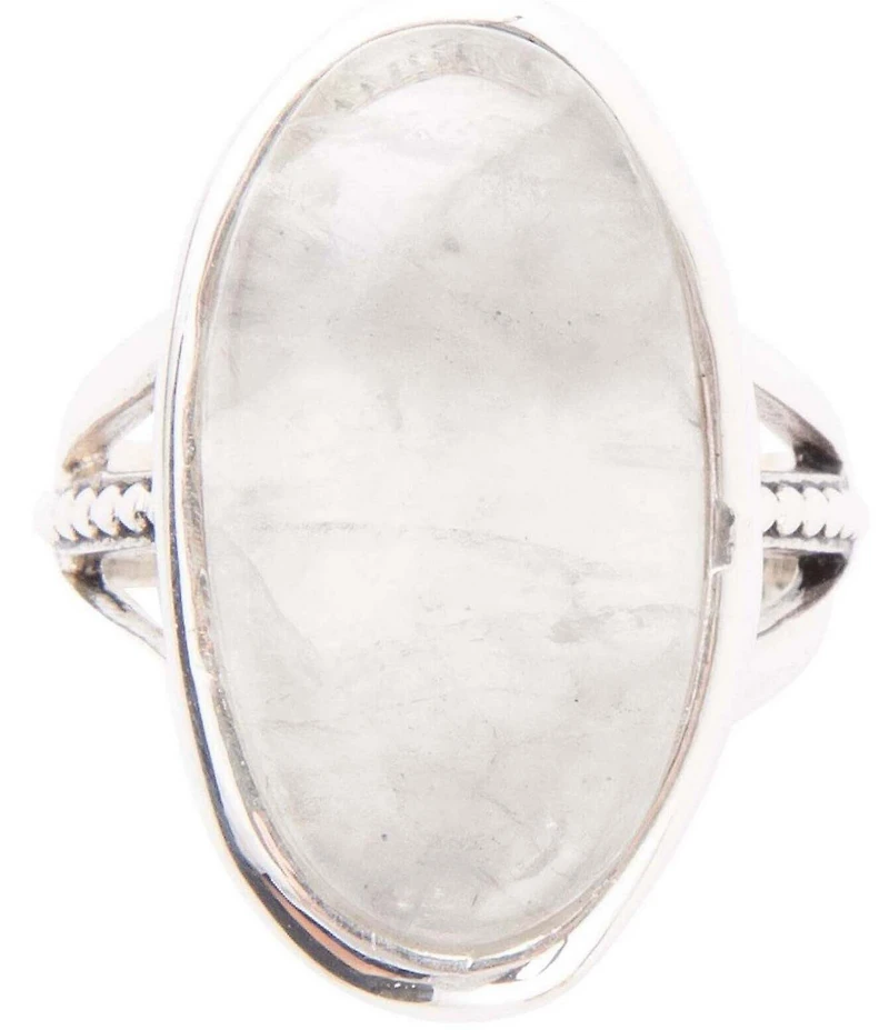 Barse Grey Quartz and Sterling Silver Oval Ring