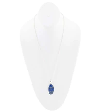Barse Carved Blue Lapis Sterling Silver Pendant Necklace