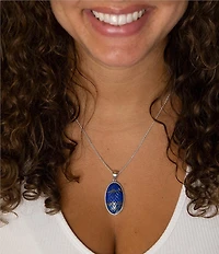 Barse Carved Blue Lapis Sterling Silver Pendant Necklace