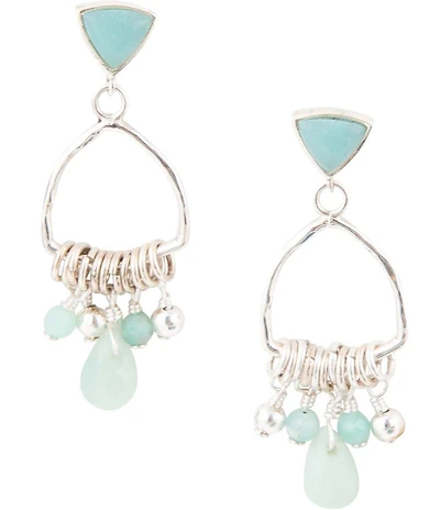 Barse Blue Amazonite and Sterling Silver Chandelier Earrings