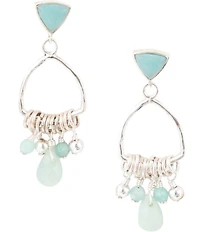Barse Blue Amazonite and Sterling Silver Chandelier Earrings