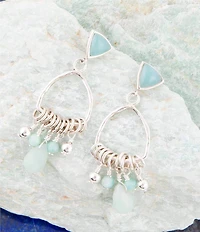 Barse Blue Amazonite and Sterling Silver Chandelier Earrings